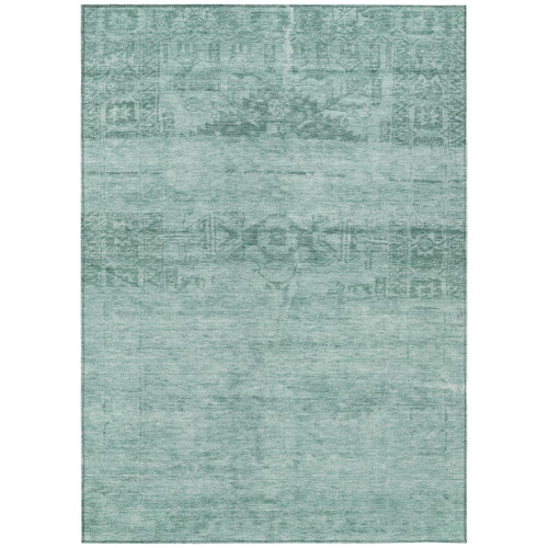 3' X 5' Aqua And Teal Blue Medallion Washable Indoor Outdoor Area Rug