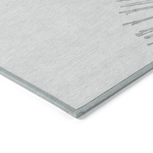 5' X 8' Gray And Ivory Abstract Washable Indoor Outdoor Area Rug