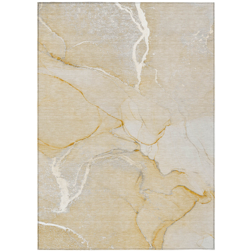 3' X 5' Beige Abstract Washable Indoor Outdoor Area Rug