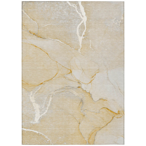 3' X 5' Beige Abstract Washable Indoor Outdoor Area Rug