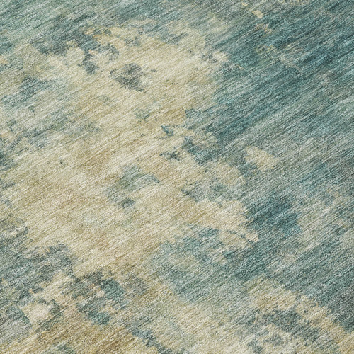 3' X 5' Teal Blue And Beige Abstract Washable Indoor Outdoor Area Rug