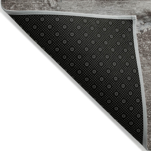 2' X 8' Taupe Abstract Washable Indoor Outdoor Runner Rug