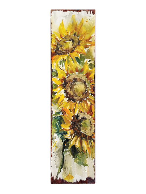 36" Brown Green And Yellow Solid Wood Sunflowers Porch Sign Decor