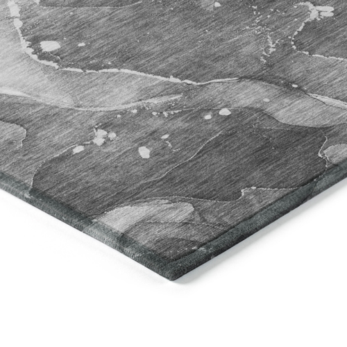 5' X 8' Gray Abstract Washable Non Skid Indoor Outdoor Area Rug