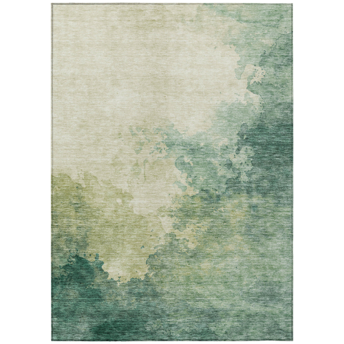 3' X 5' Green And Ivory Abstract Washable Indoor Outdoor Area Rug