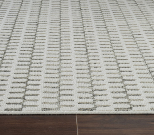 3' X 5' Cream and Beige Geometric Distressed Indoor Outdoor Area Rug