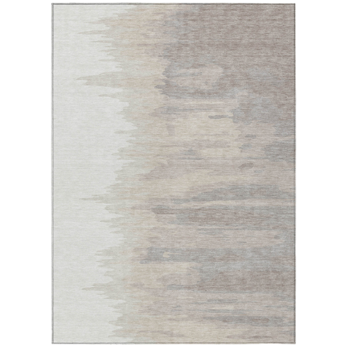 3' X 5' Ivory And Brown Abstract Washable Indoor Outdoor Area Rug