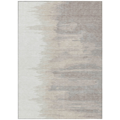 3' X 5' Ivory And Brown Abstract Washable Indoor Outdoor Area Rug
