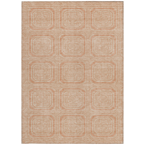 3' X 5' Peach And Beige Geometric Washable Indoor Outdoor Area Rug