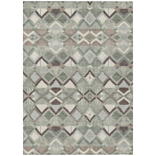 3' X 5' Sage And Off White Geometric Washable Indoor Outdoor Area Rug