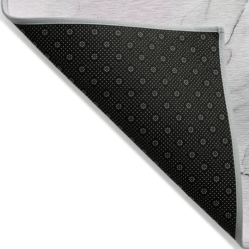 8' Runner Gray and Pink Abstract Washable Non Skid Indoor Outdoor Runner Rug