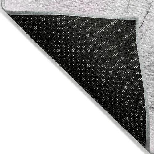 8' Runner Gray and Pink Abstract Washable Non Skid Indoor Outdoor Runner Rug