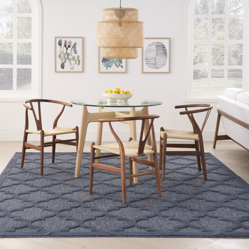 8' X 10' Navy Blue Indoor Outdoor Area Rug