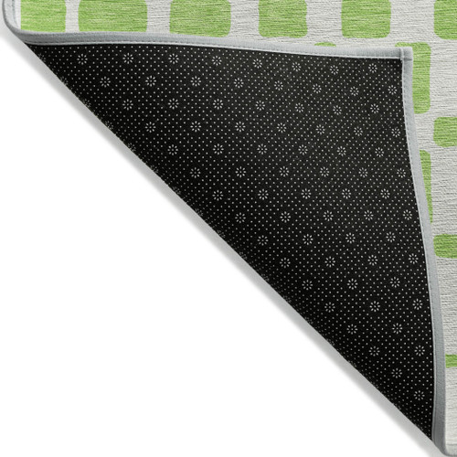 3' X 5' Lime Green And Ivory Geometric Washable Indoor Outdoor Area Rug