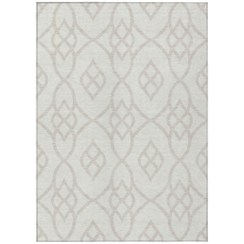 3' X 5' Ivory And Gray Trellis Washable Indoor Outdoor Area Rug