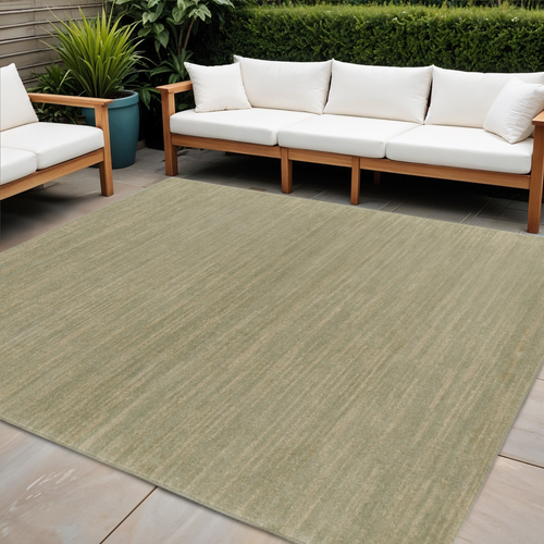 5' Green And Gold Square Abstract Indoor Outdoor Area Rug