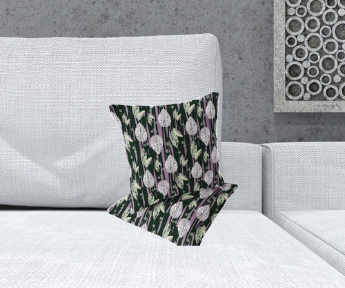 Set of Two 16" X 16" Purple and White Botanical Indoor Outdoor Throw Pillow Polyester