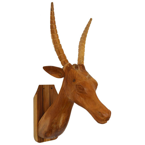 Homeroots Home Decor Elk Head Traditional Teak Root Wall Decor