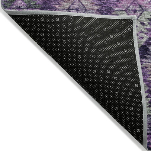 5' X 8' Eggplant Plum And Lavender Aztec Washable Indoor Outdoor Area Rug