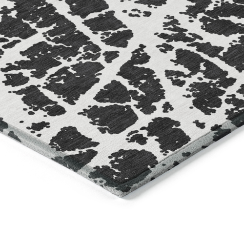 5' X 8' Black and White Abstract Washable Non Skid Indoor Outdoor Area Rug