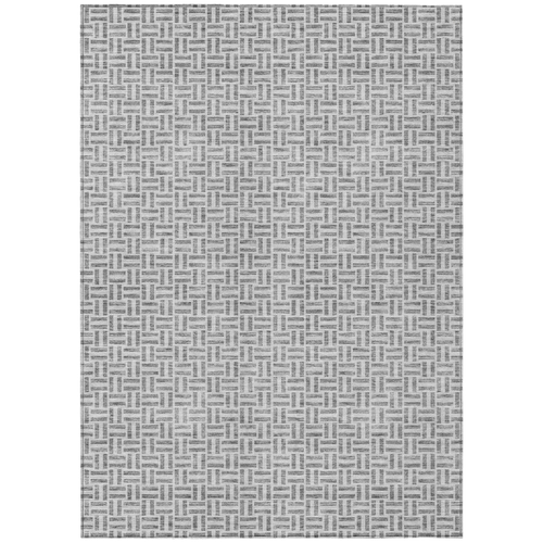 3' X 5' Gray And Silver Geometric Washable Indoor Outdoor Area Rug
