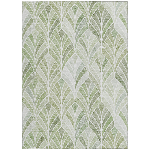 3' X 5' Sage Artichoke Green And Mint Green Geometric Washable Indoor Outdoor Area Rug