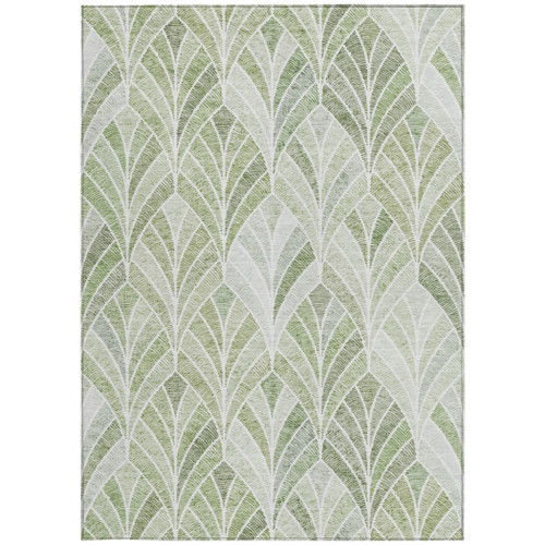 3' X 5' Sage Artichoke Green And Mint Green Geometric Washable Indoor Outdoor Area Rug