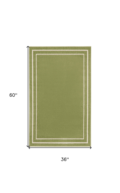 3' X 5' Green And Ivory Indoor Outdoor Area Rug
