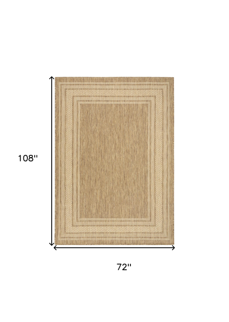 6' X 9' Natural Geometric Indoor Outdoor Area Rug