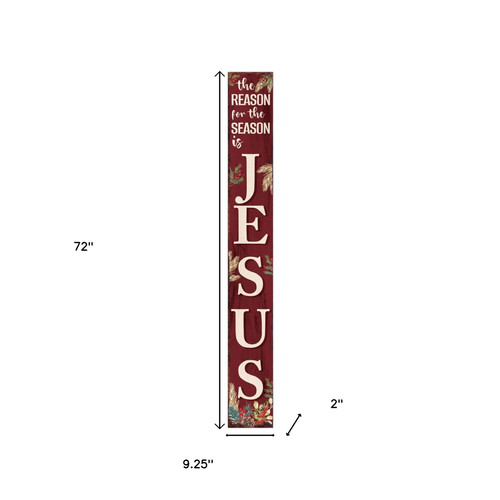 72" Red Solid Wood Reason For The Season Christmas Wreath Porch Sign