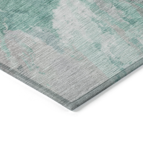 5' X 8' Teal Blue And Lavender Abstract Washable Indoor Outdoor Area Rug