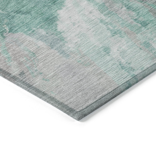5' X 8' Teal Blue And Lavender Abstract Washable Indoor Outdoor Area Rug