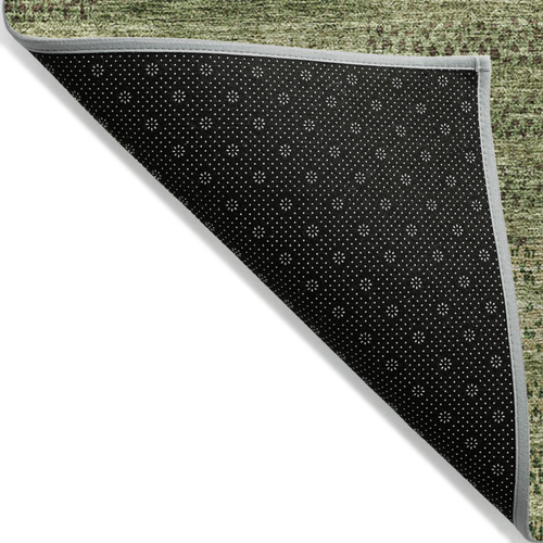 5' X 8' Brown Taupe And Green Striped Washable Indoor Outdoor Area Rug