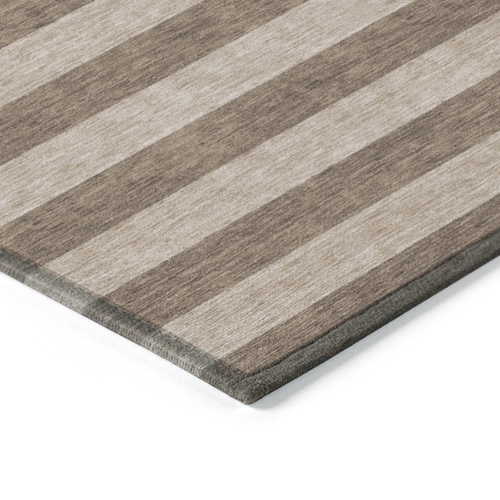 8' Runner Coffee Striped Washable Non Skid Indoor Outdoor Runner Rug