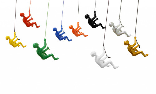 Homeroots Decor 6" x 3" x 3" Resin Multicolor 9 Pack Climbing Man Wall Art