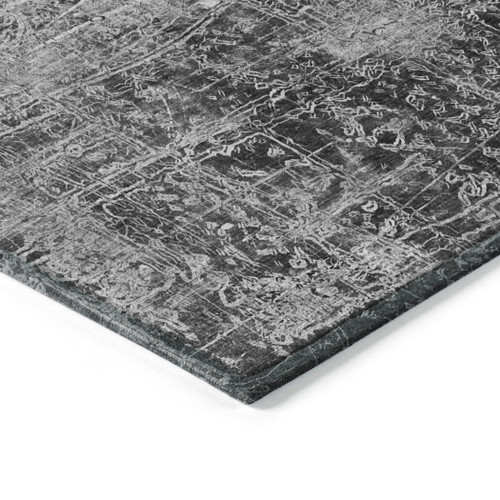 8' Runner Gray Abstract Washable Non Skid Indoor Outdoor Runner Rug