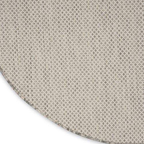6' Ivory And Silver Round Geometric Indoor Outdoor Area Rug