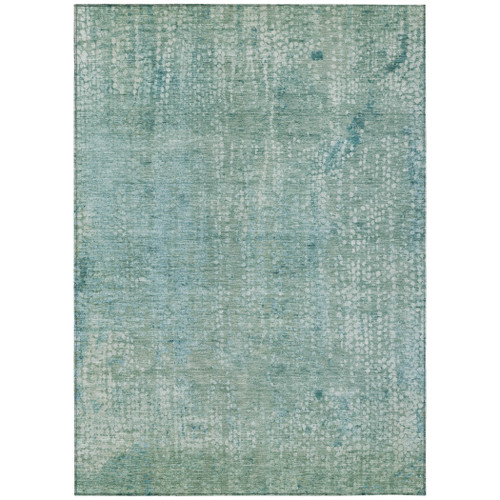 5' X 8' Teal Blue And Ivory Abstract Washable Indoor Outdoor Area Rug - Teal Blue, Ivory