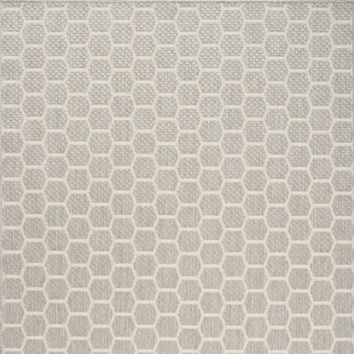6' X 9' Gray And Ivory Geometric Indoor Outdoor Area Rug