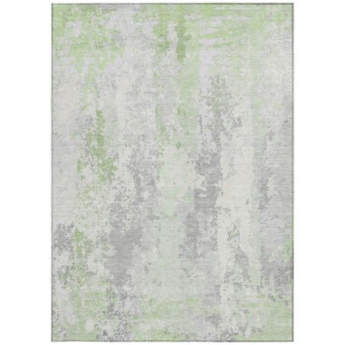 5' X 8' Artichoke Green And Ivory Abstract Washable Indoor Outdoor Area Rug - Artichoke Green, Ivory