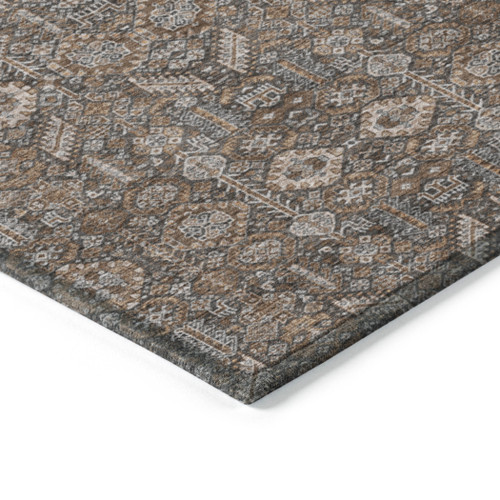 8' Runner Chocolate Floral Washable Non Skid Indoor Outdoor Runner Rug