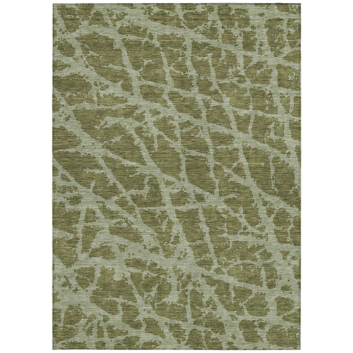 5' X 8' Green Abstract Washable Non Skid Indoor Outdoor Area Rug