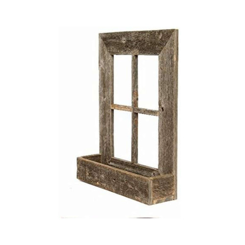 Homeroots Home Decor Rustic Weathered Grey Window Frame with Planter, 22 X 18 inches