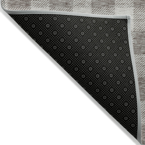 3' X 5' Taupe And Gray Plaid Washable Indoor Outdoor Area Rug