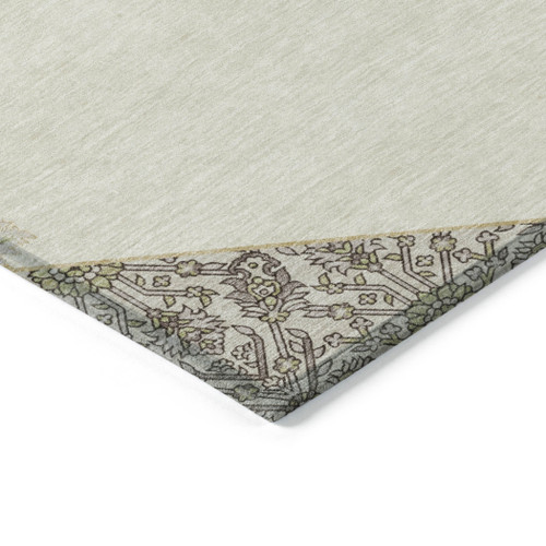 3' X 5' Ivory Beige And Gray Oriental Washable Indoor Outdoor Area Rug