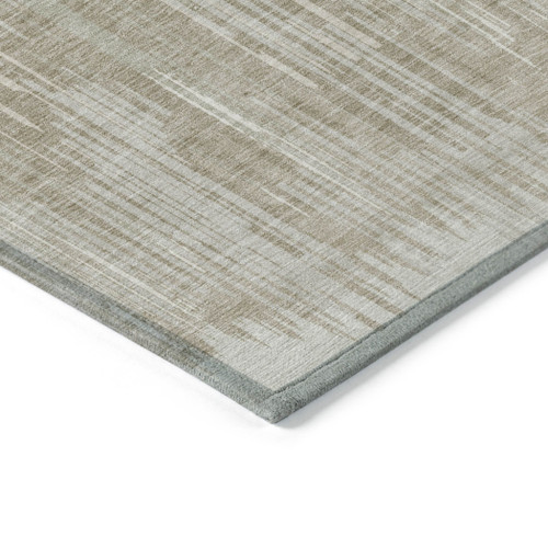 5' X 8' Beige And Ivory Striped Washable Indoor Outdoor Area Rug