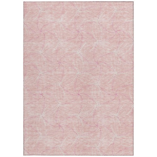 5' X 8' Pink And Ivory Geometric Washable Indoor Outdoor Area Rug