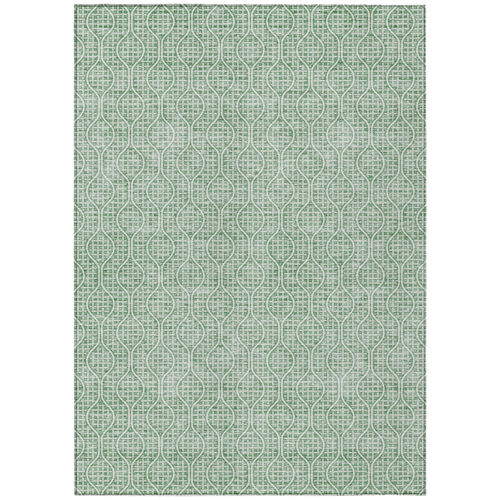 5' X 8' Sage And Gray Geometric Washable Indoor Outdoor Area Rug