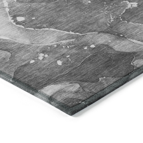 3' X 5' Gray Abstract Washable Non Skid Indoor Outdoor Area Rug