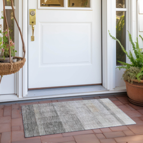 2' X 3' Taupe Ombre Washable Non Skid Indoor Outdoor Area Rug